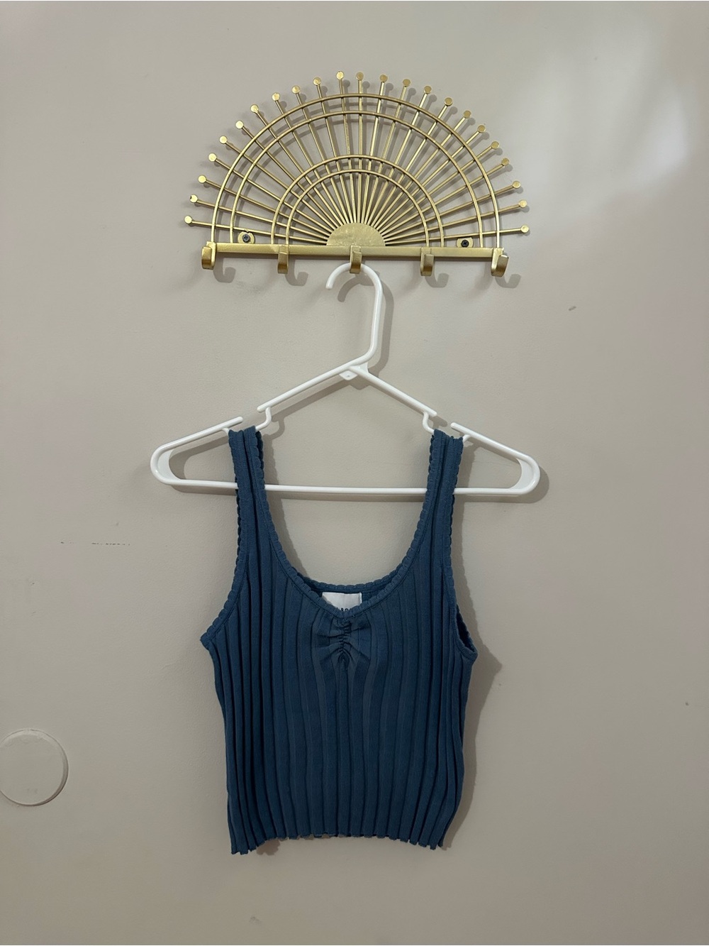 Pink Rose Ribbed Tank Top in Deep Teal